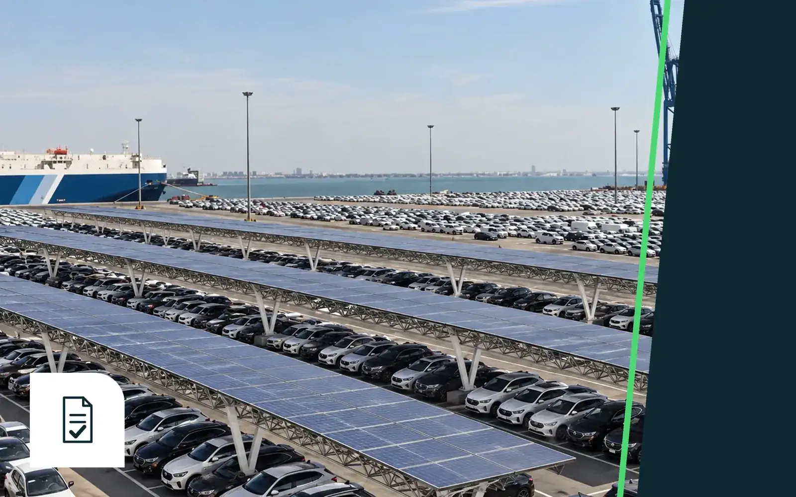 Large car park covered with SUUN solar canopies