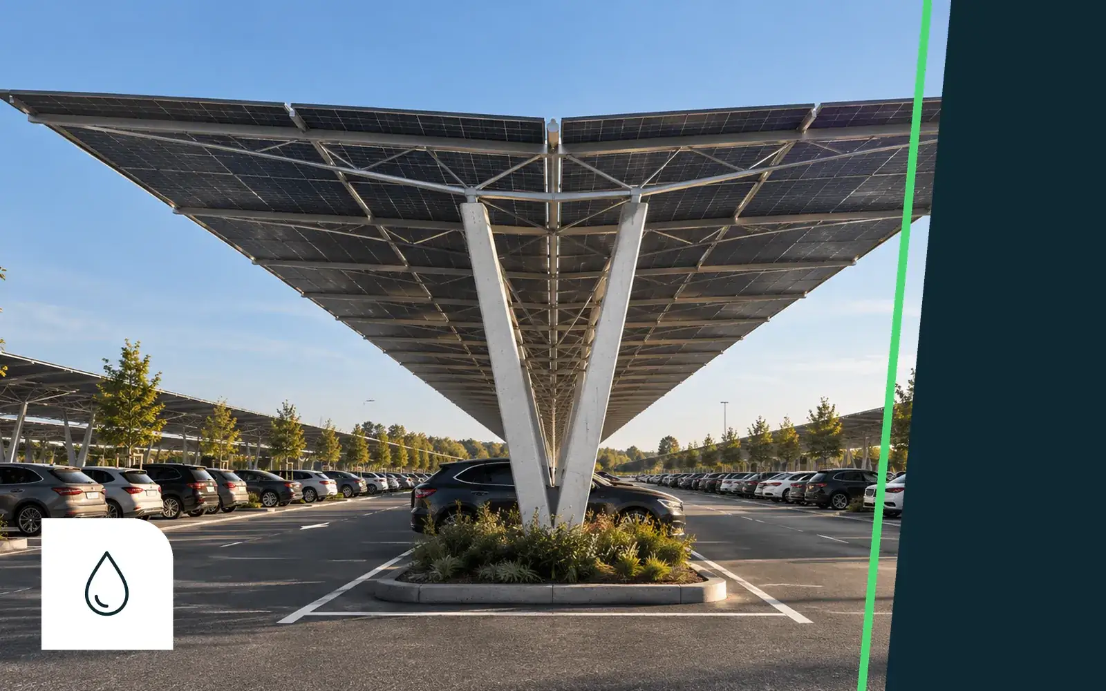 SUUN canopy over a car park planted with trees